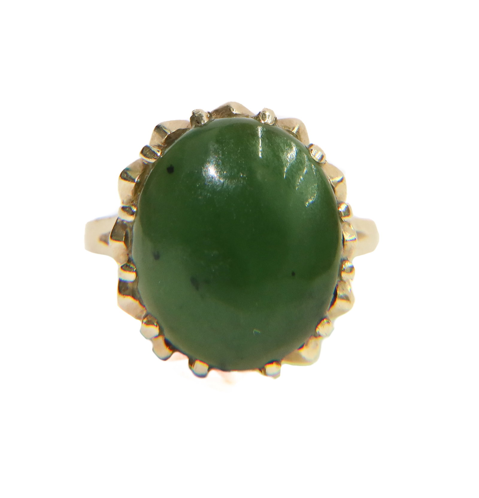 14k Yellow Gold and Jade Ring Size 4.75 (1 of 8)