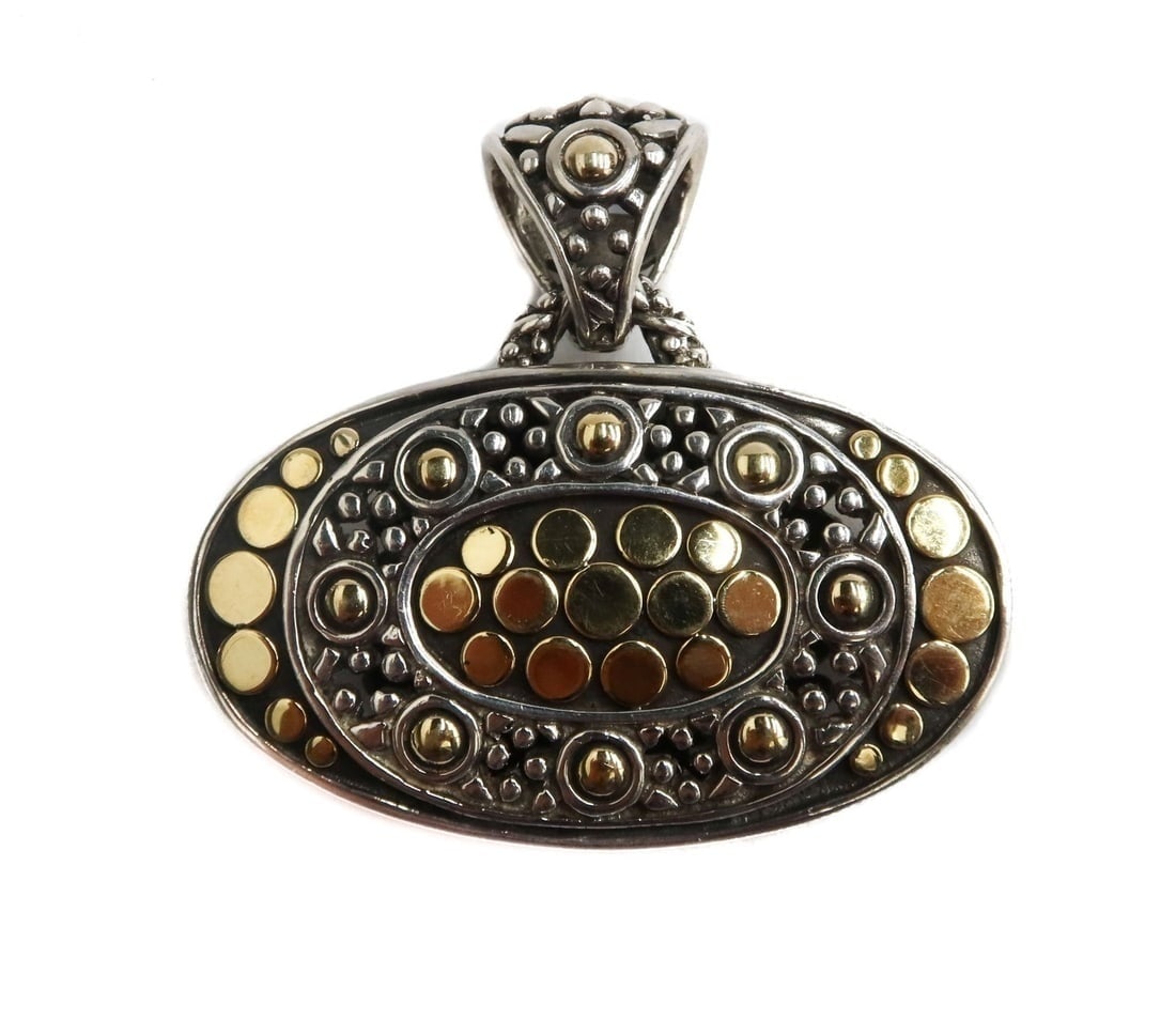 John Hardy 18k Yellow Gold and Sterling Silver Jaisalmer Dot Pendant Enhancer (1 of 5)