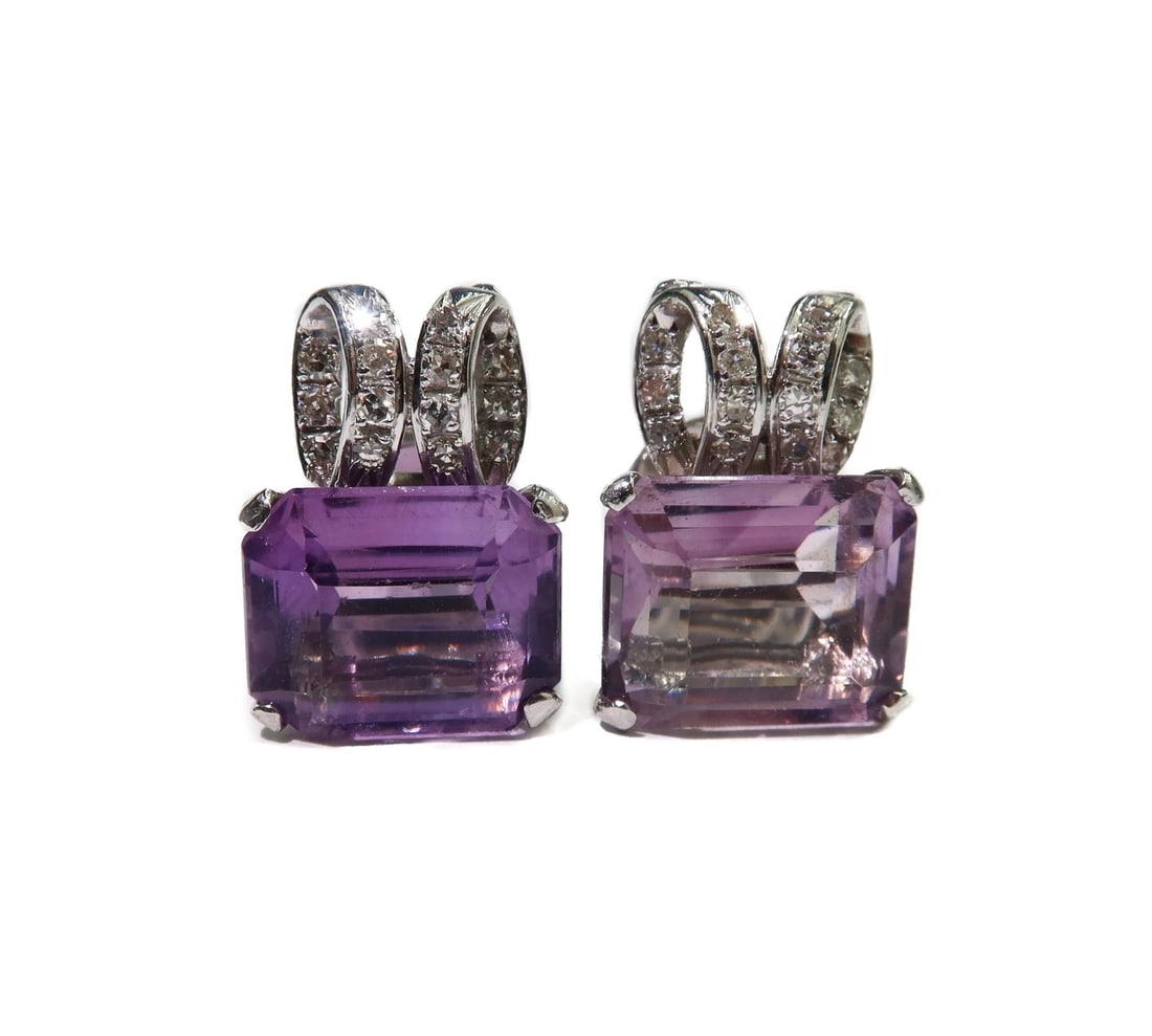 14k White Gold Diamond and Amethyst Earrings (1 of 7)