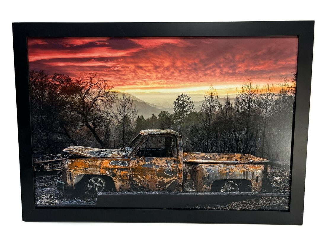 Scott Maddern (American 20th Century) Chromogenic Print Photograph Chevy Pickup: Scott Maddern (American 20th Century) Chromogenic Print Photograph, 1973-182 Chevy Pickup (2017). The photograph depicts a deteriorated Chevy Pick-Up parked in the woods. In a modern frame and artist 