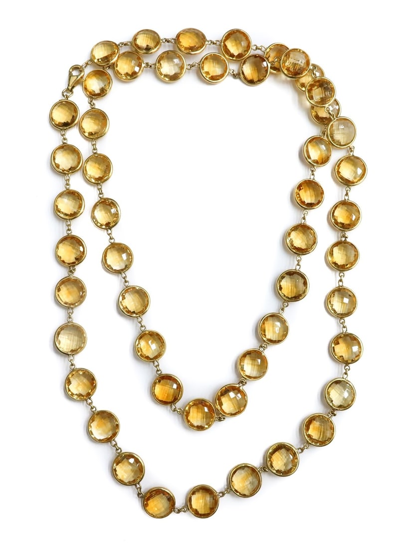 18k Yellow Gold and Citrine Bezel Set Chain Necklace (1 of 8)