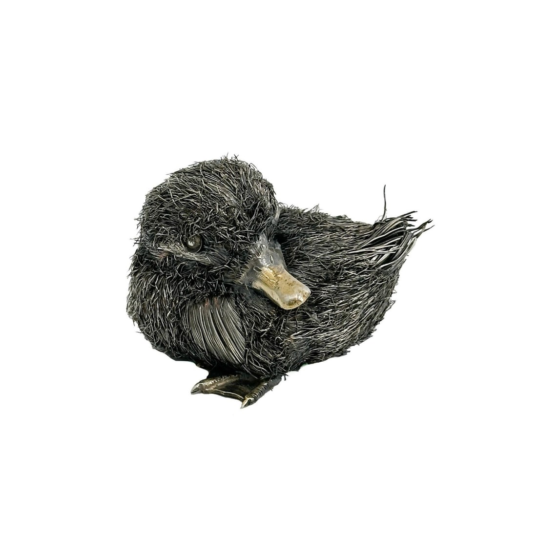 Fratelli Lisi e Figli Italian 925 Silver & Gilt Duckling Figurine: Fratelli Lisi e Figli Sterling Silver Duckling Figurine. Gilt beak and feet. Underside marked 925 Lisi, and with Italian silver hallmark FI 615 for Fratelli Lisi. Weight: Approx. 2.3 ozt Measurements: