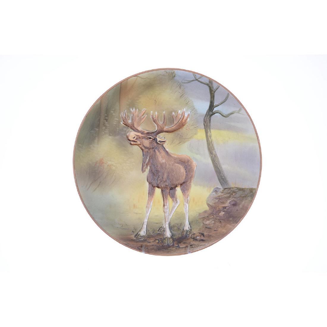 10.5" Nippon (Green Wreath) Blow Out Plaque: 10.5" Nippon (Green Wreath) Blow Out Plaque Moose In Forest