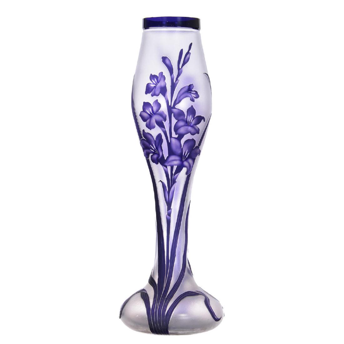 16.5" Unmarked French Cameo Art Glass Vase (1 of 3)