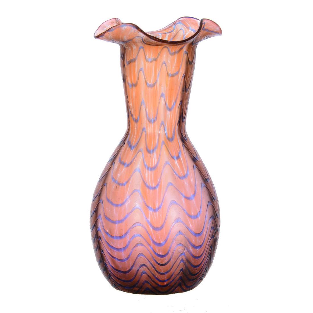 8.25" Unmarked Loetz Formosa Pattern Art Glass Vase (1 of 2)