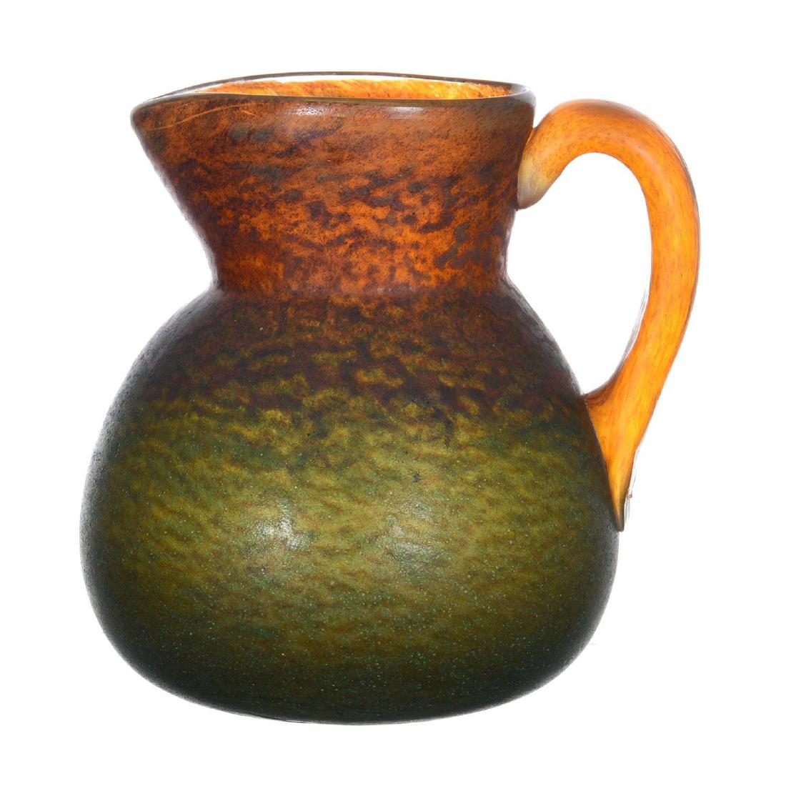 7.25" French Art Glass Handled Jug Signed "Georges De F (1 of 5)