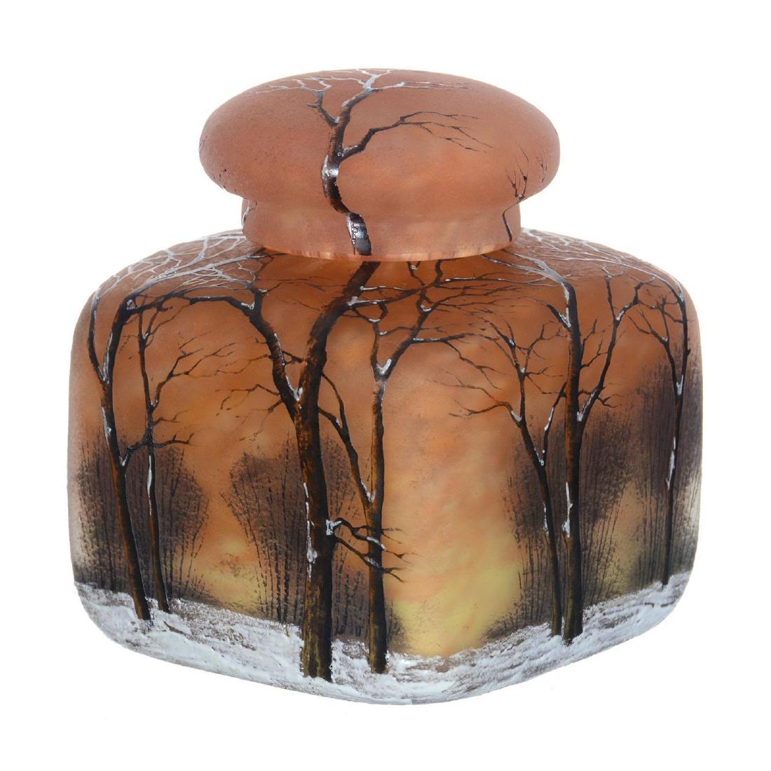 4.75" X 4" Signed Daum Nancy French Cameo Art Glass Cov (1 of 6)