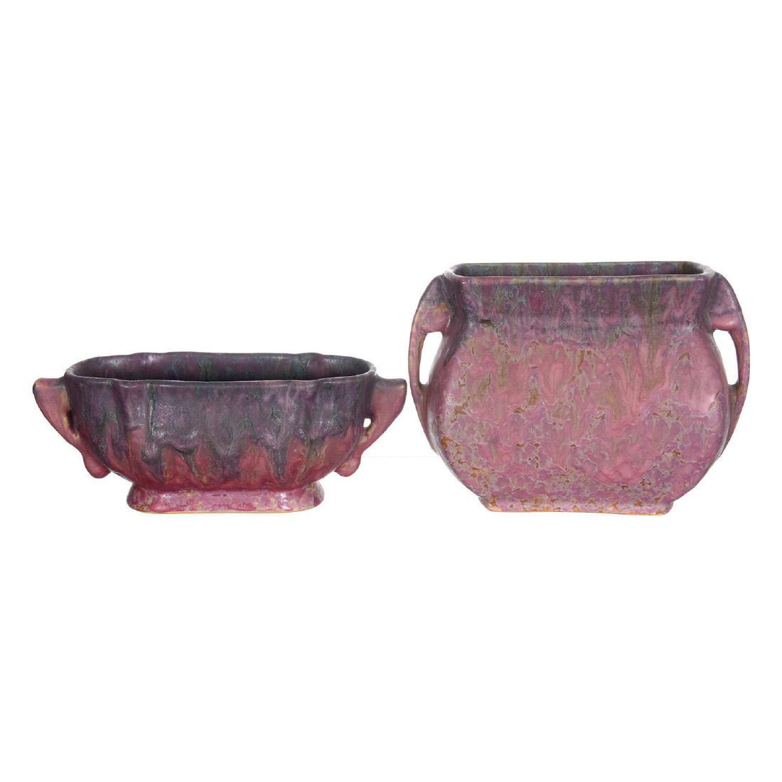 (2) Unmarked Roseville Carnelian II Pattern Art Pottery (1 of 3)