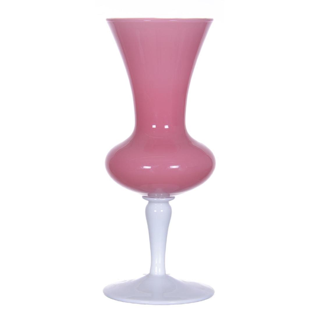 10.25" Pink Jade Art Glass Chalice Vase (1 of 2)