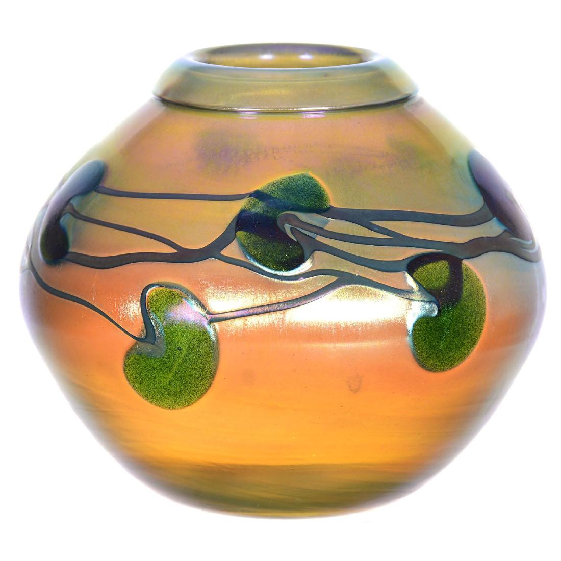 4.25" X 5" Signed Charles Lotton Art Glass Vase (1 of 3)