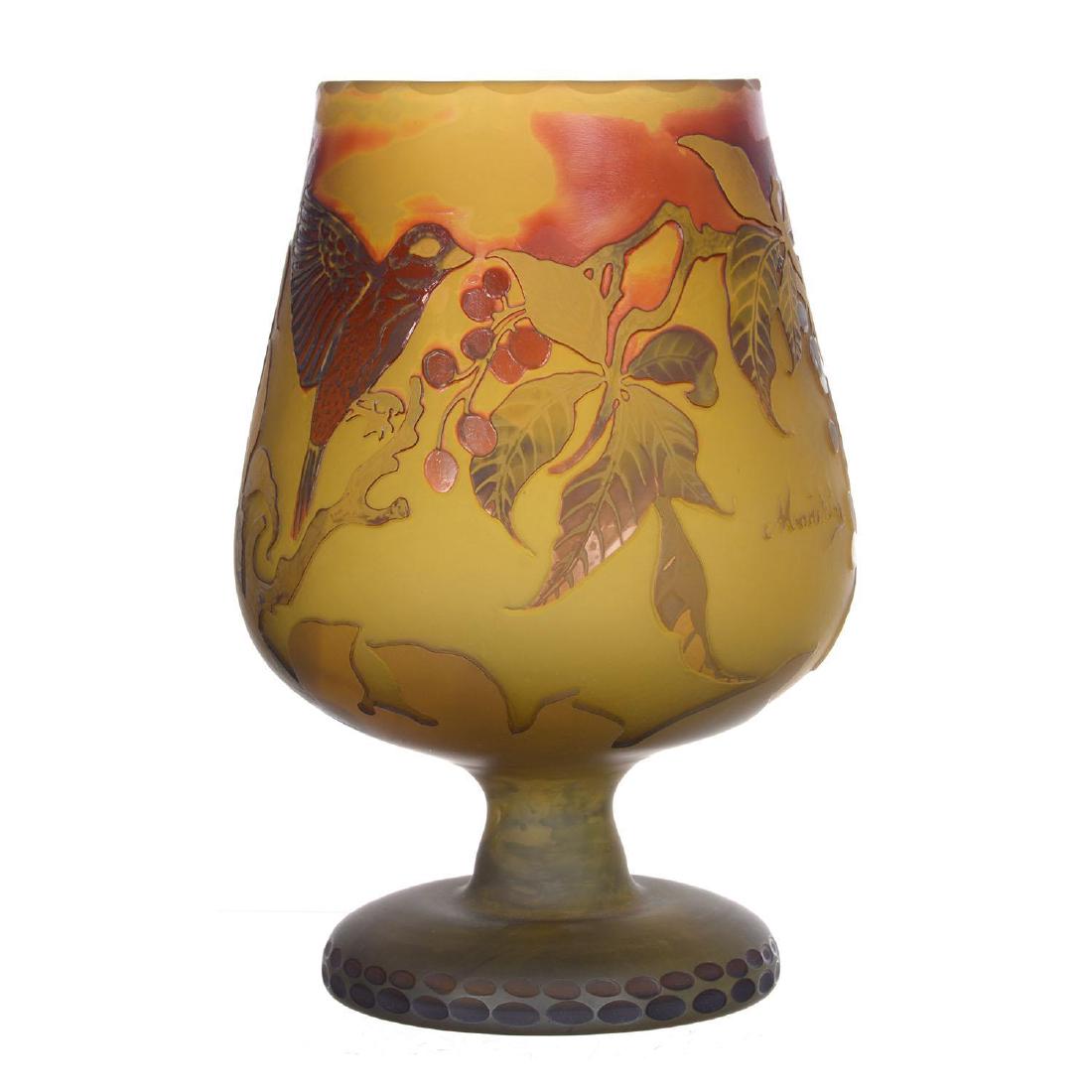 10.25" X 6.5" Signed "Madelaine" Cameo Cut Pedestal Vas (1 of 3)