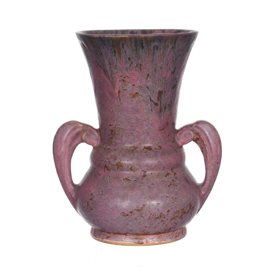 8.25" Unmarked Roseville Two-Handled Art Pottery Vase (1 of 3)