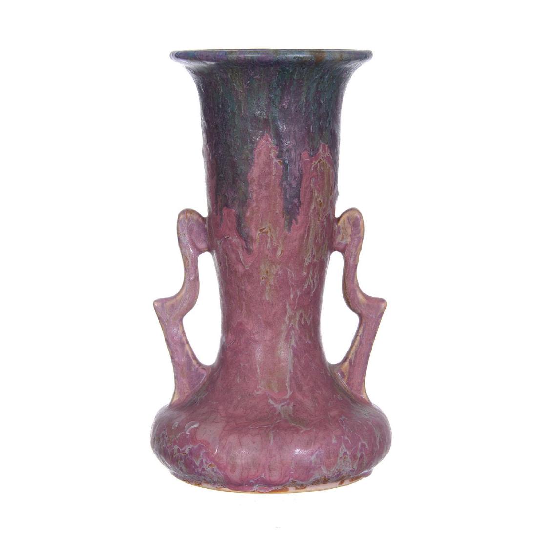 10.25" Unmarked Roseville Art Pottery Two-Handled Vase (1 of 3)