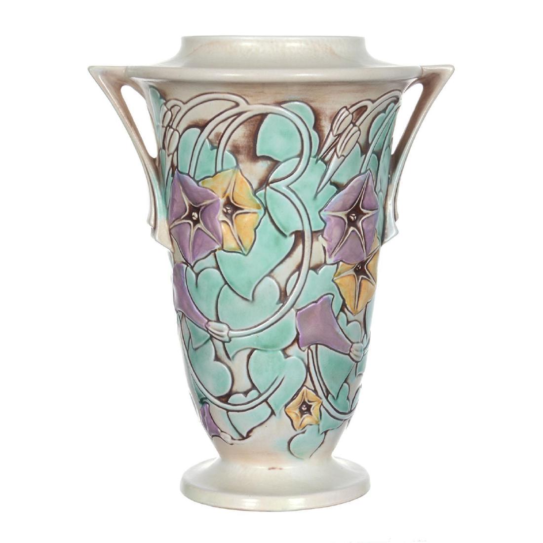 12.5" Unmarked Roseville Art Pottery Two Handled Vase (1 of 3)