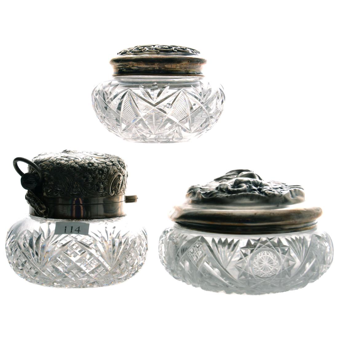 (3) ABCG Jars with Embossed Sterling Lids (1 of 2)