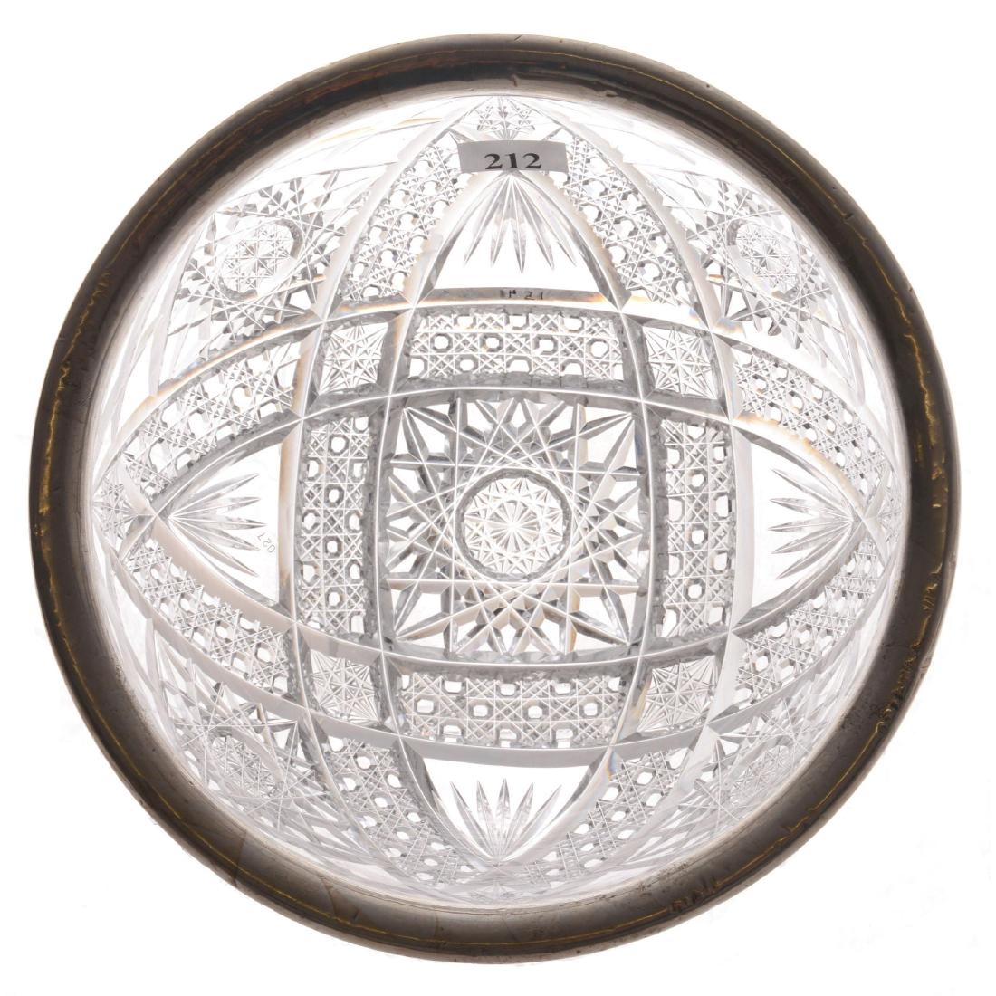 Bowl - 4" X 8" - ABCG: Bowl - 4" X 8" - ABCG Hobstar, Vesica, Cane and Fan Motif - Sterling Silver Rim