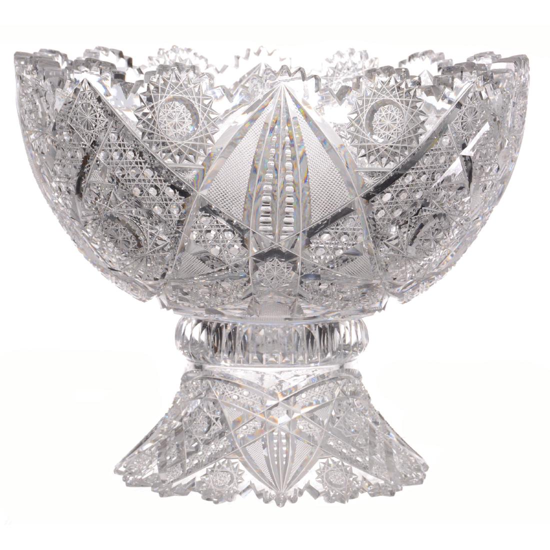 American Brilliant Cut Glass Two Part Punch Bowl - 10" (1 of 3)