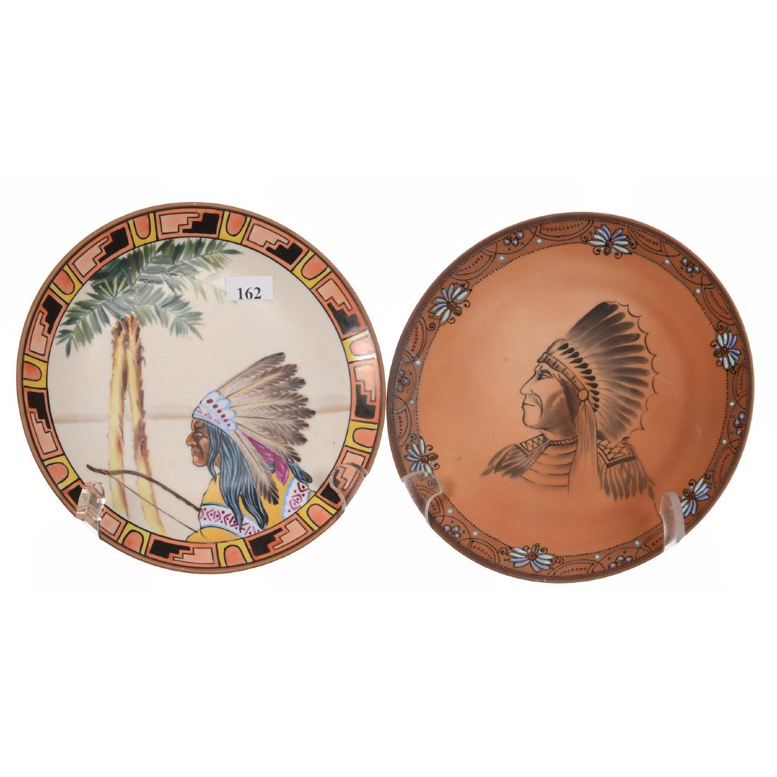 (2) Nippon (Green Wreath) Round Plaques with Indian Por (1 of 2)