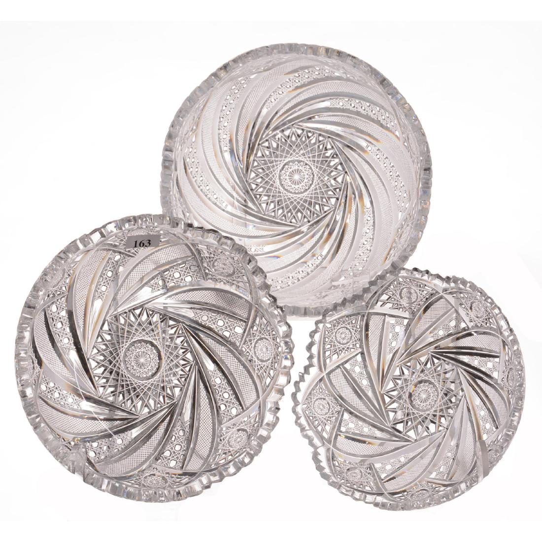 (3) American Brilliant Cut Glass Bowls (1 of 3)