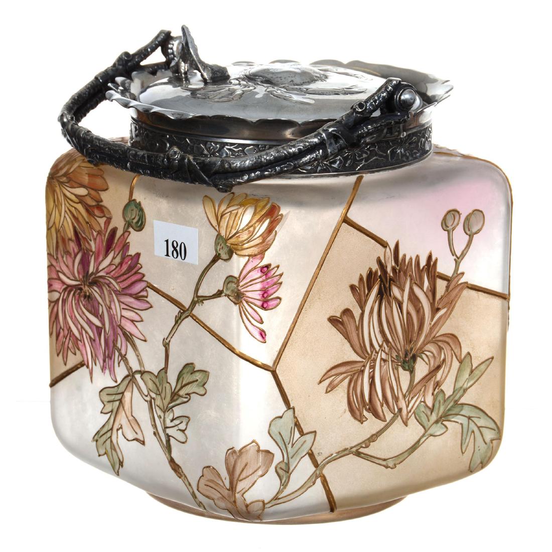 7" Unmarked Mt. Washington Royal Flemish Art Glass Bisc (1 of 2)