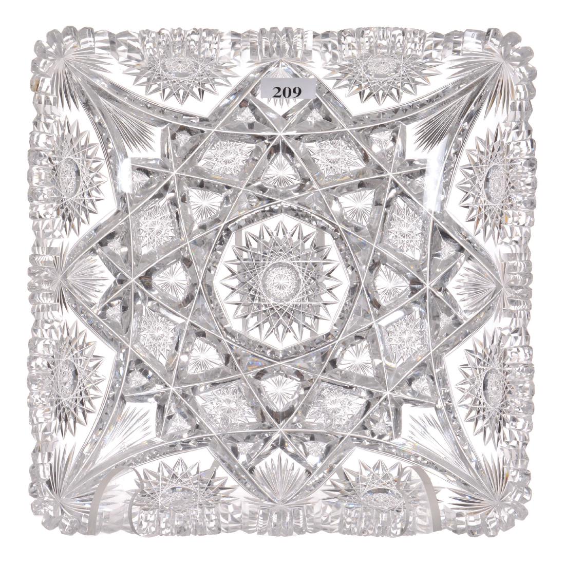 2.25" X 9" American Brilliant Cut Glass Square Bowl (1 of 2)