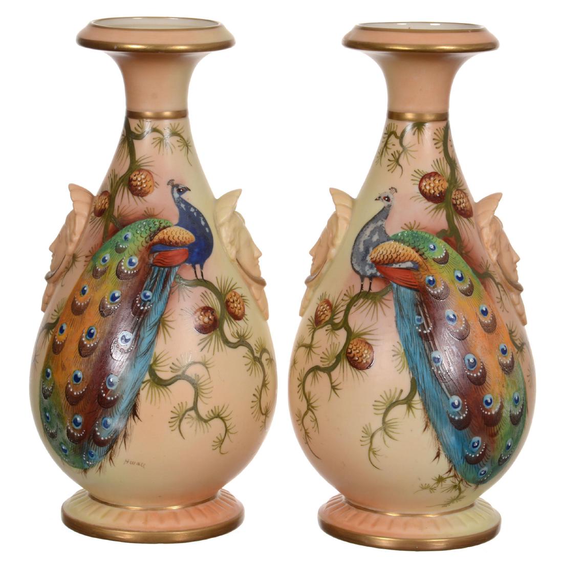 Pair 9" Marked Locke Worcester Vases (1 of 3)