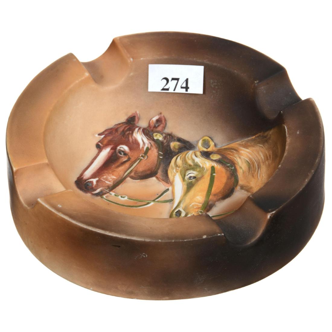 1.5" X 5.5" Nippon (Green Wreath) Blown Mold Ash Tray (1 of 2)