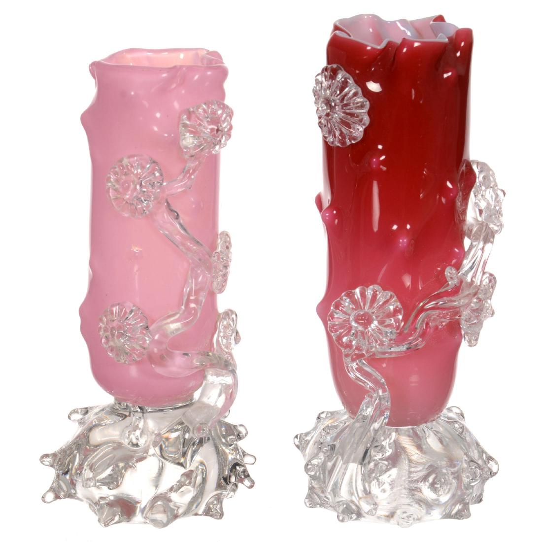 (2) Stevens & Williams Matsu-No-Kee Art Glass Bud Vases (1 of 3)