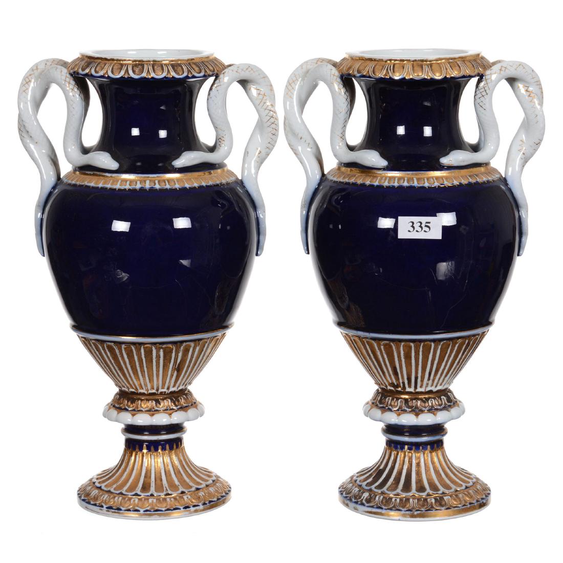Pair 11" Marked Meissen Urns (1 of 3)