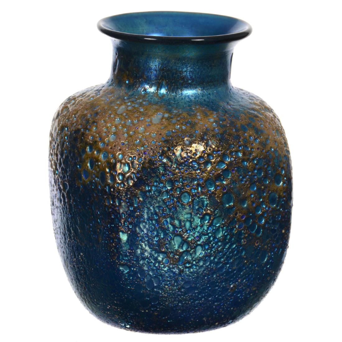 5.5" Signed Orient & Flume Art Glass Vase: 5.5" Signed Orient & Flume Art Glass Vase Iridescent Cypriote Cabinet Vase - Artist "Smallhause" - Edition #0632r50f8011b