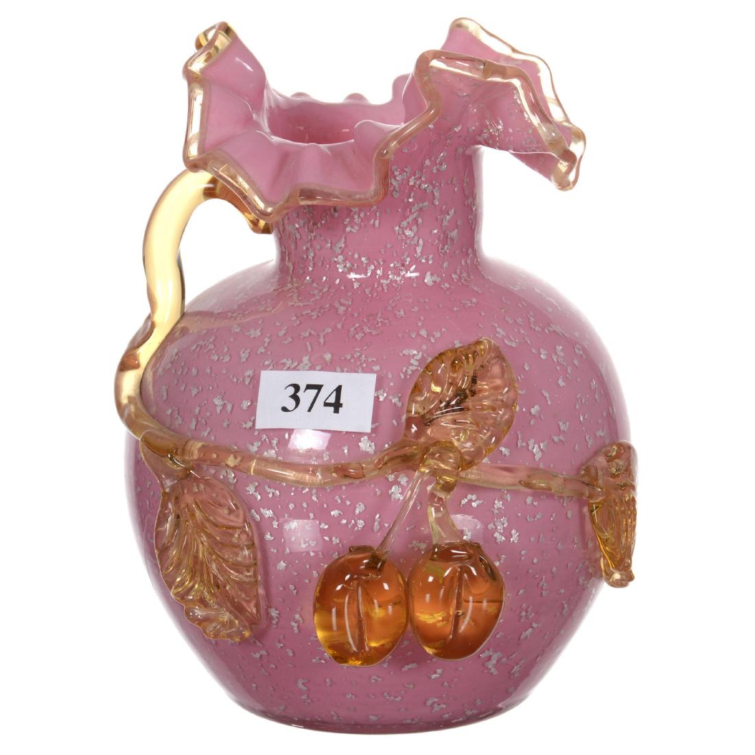 6" Pink Vasa Murrhina Art Glass Vase (1 of 2)