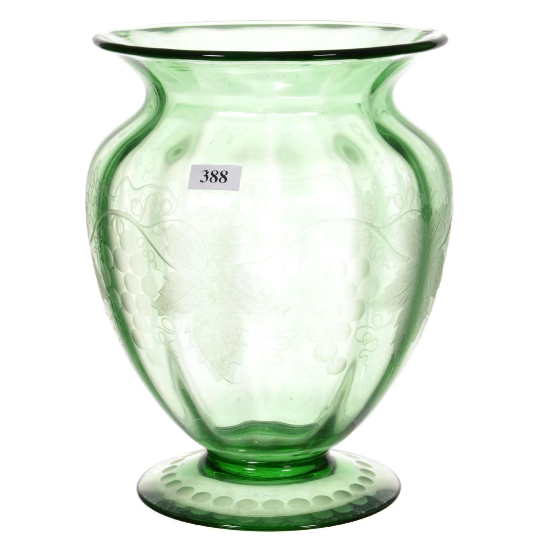 9.5" X 7" American Brilliant Cut Glass Footed Vase (1 of 2)