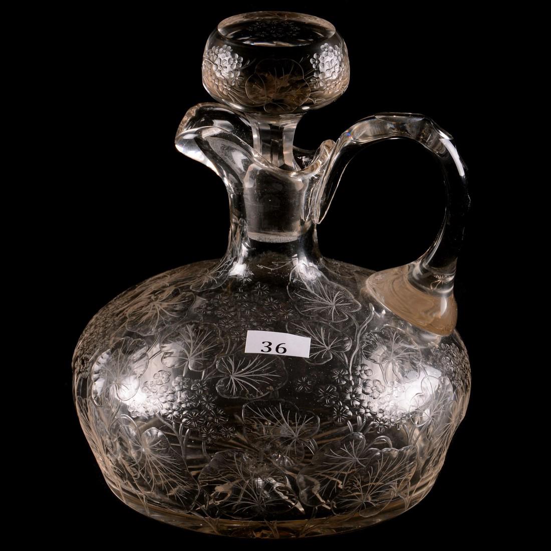 Ships Decanter - 7.5"Rock Crystal Engraved Design of (1 of 2)