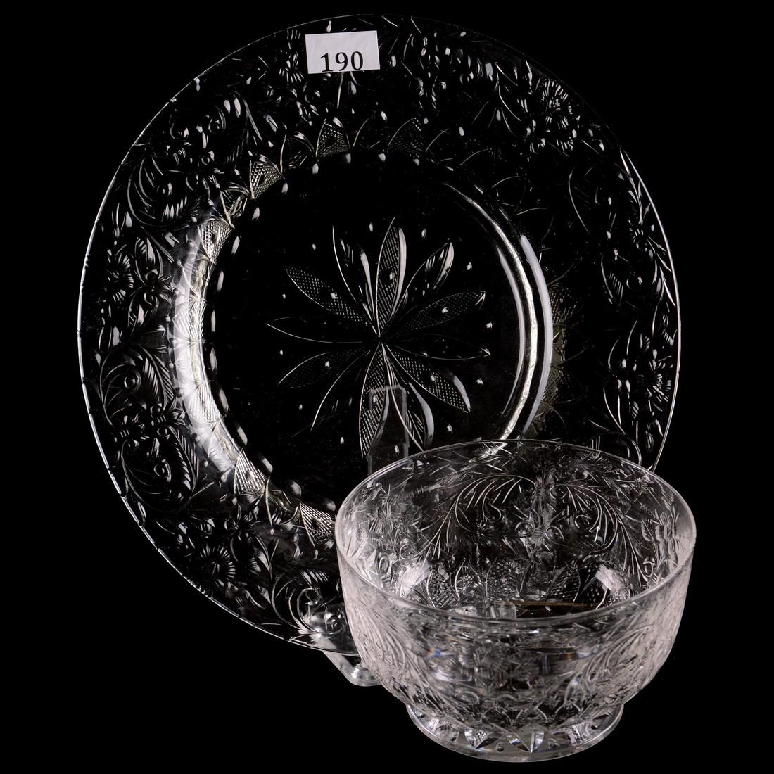 Set of Engraved Rock Crystal(8) 8.5" Plates - (8) 4.5" (1 of 3)