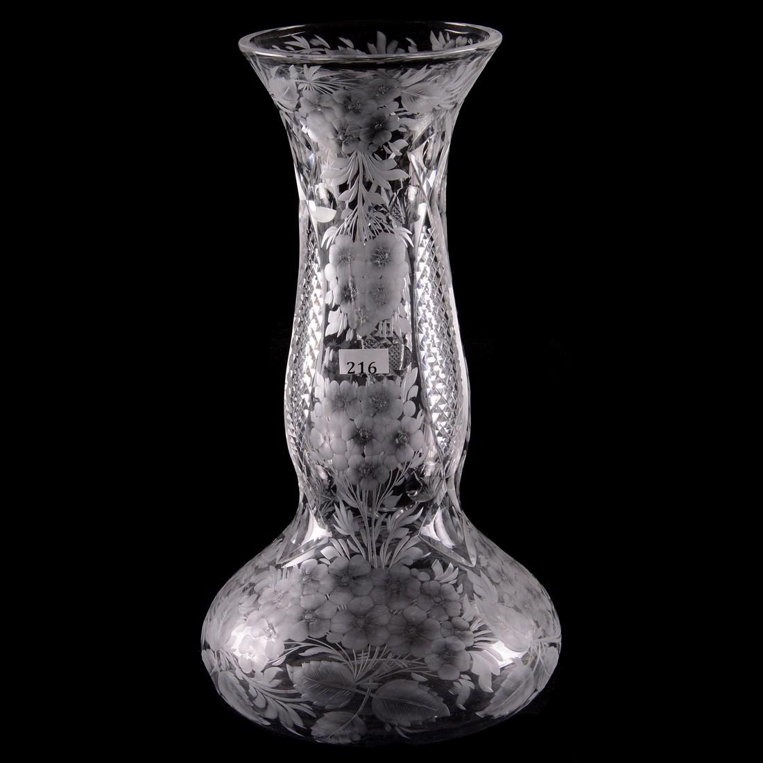 Vase - 14.25" - ABCGSigned Libbey - Diamond Cut Vesicas (1 of 3)