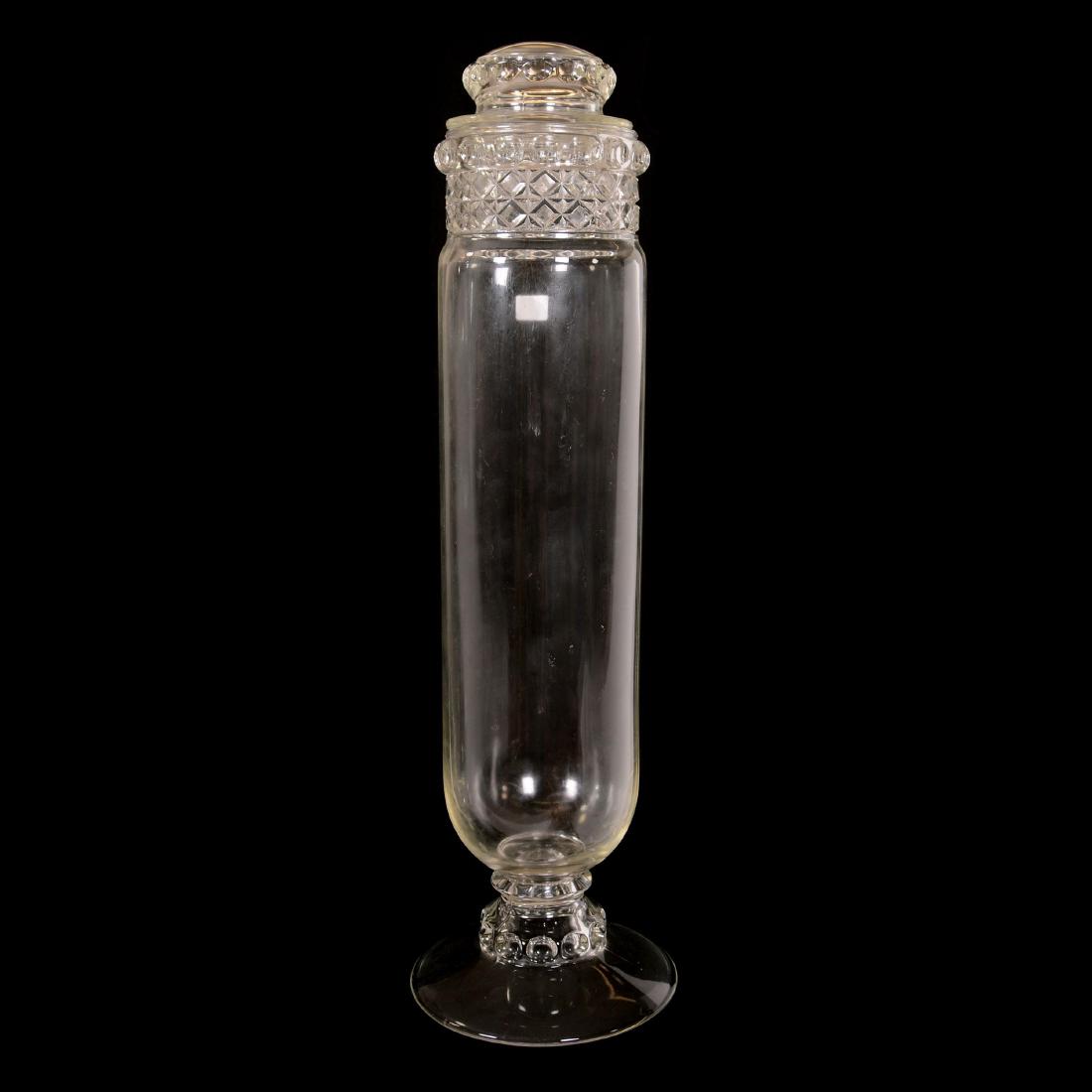 23.5" Pedestal Pattern Glass Apothecary Jar (1 of 4)