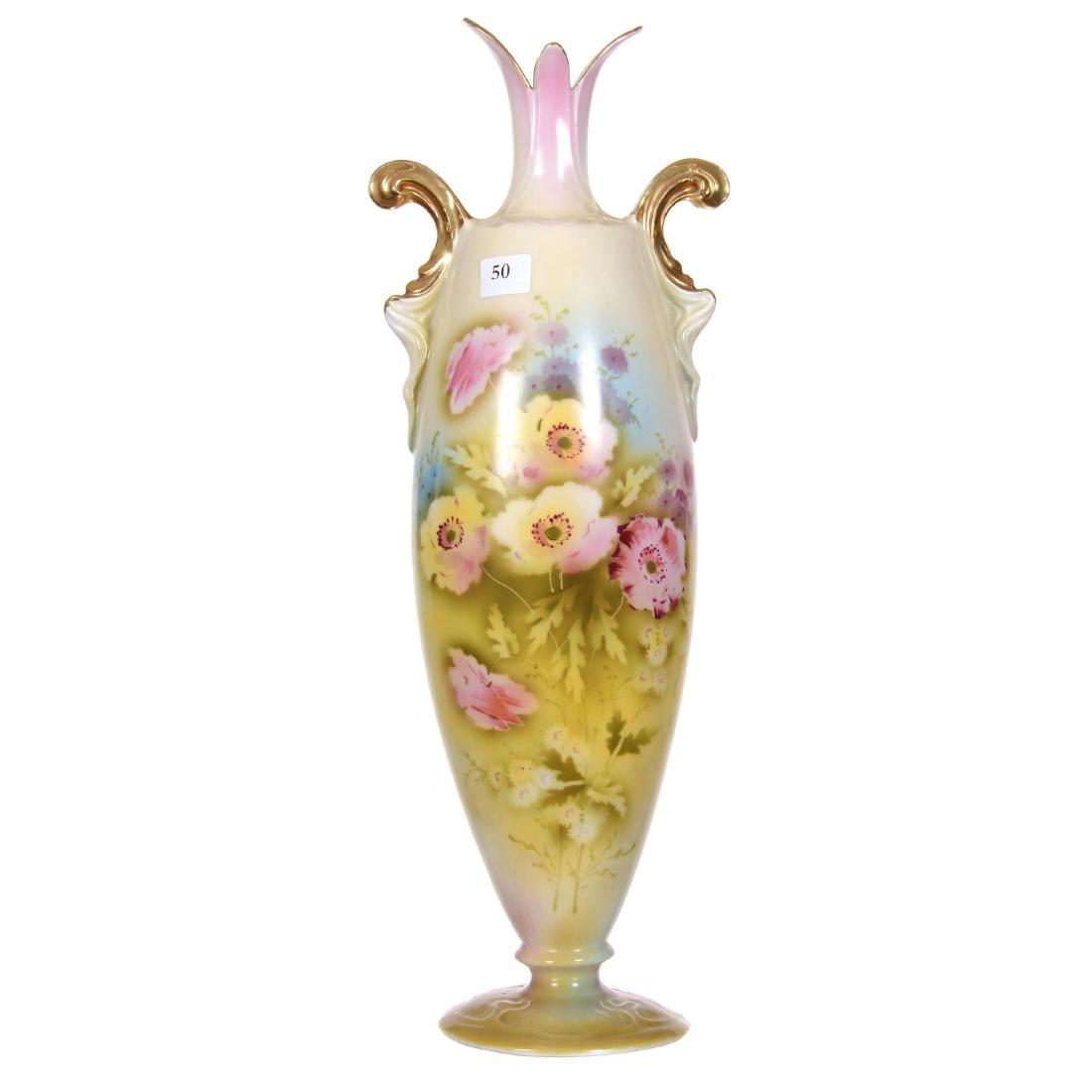 16" Prov Saxe Pedestal Two-Handled Vase (1 of 4)