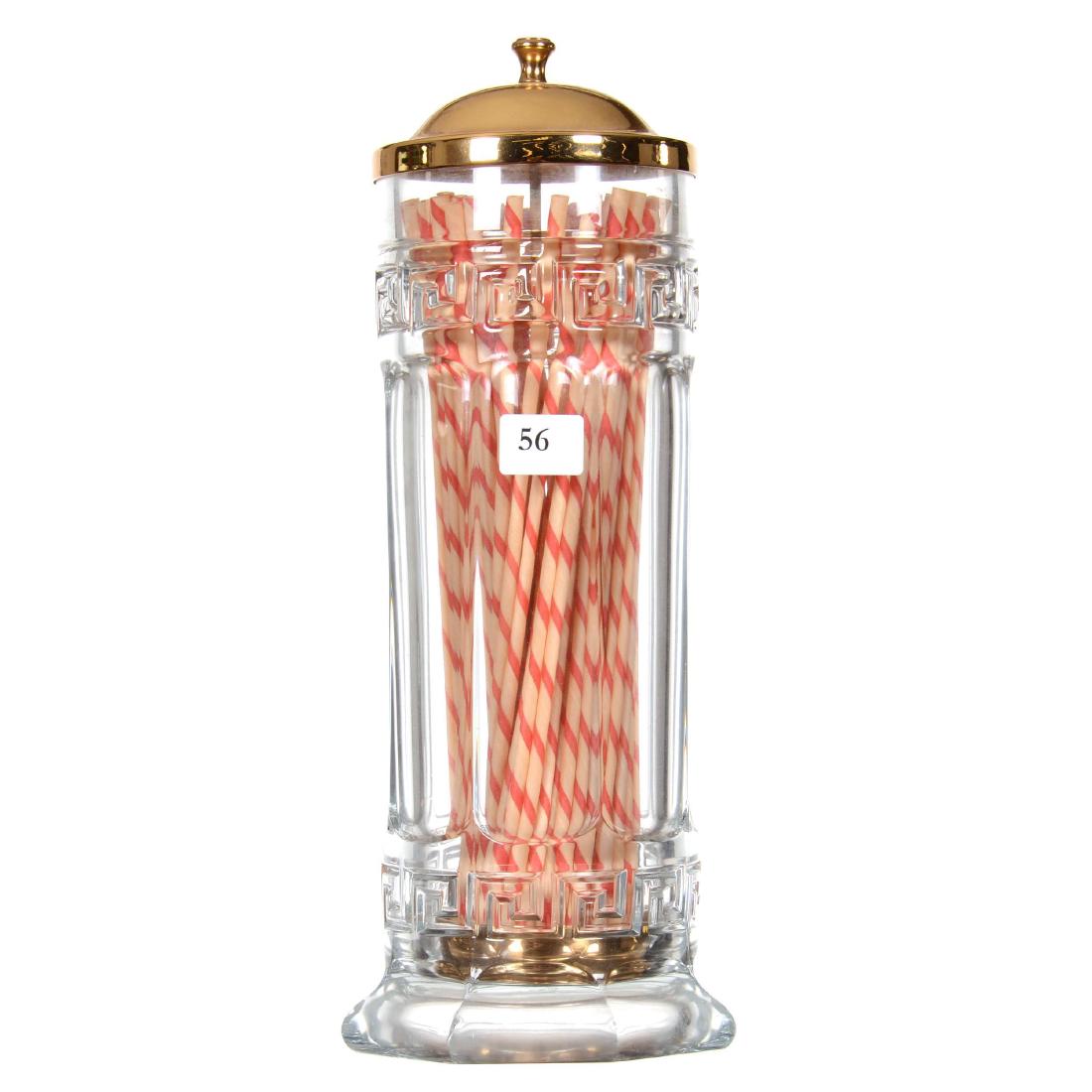 11" Marked Heisey Greek Key Pattern Drug Store Straw Di (1 of 2)