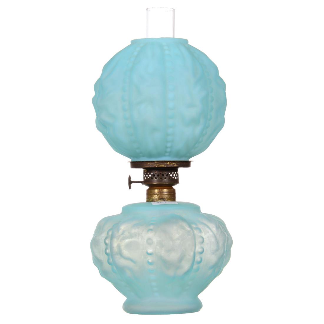 9.25" Pale Blue Satin Art Glass Miniature Lamp (1 of 3)