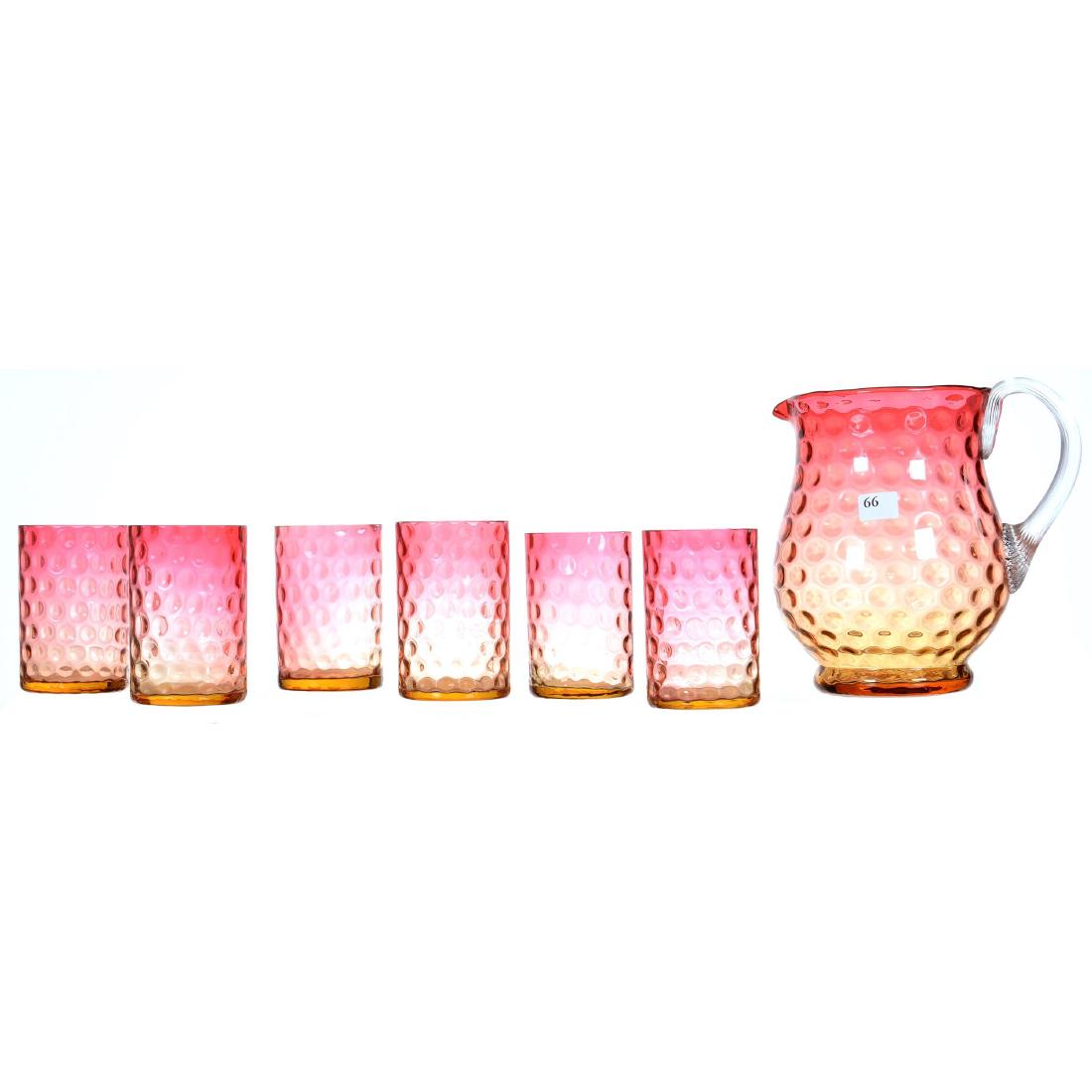 Amberina Coinspot Art Glass Water Set (1 of 3)