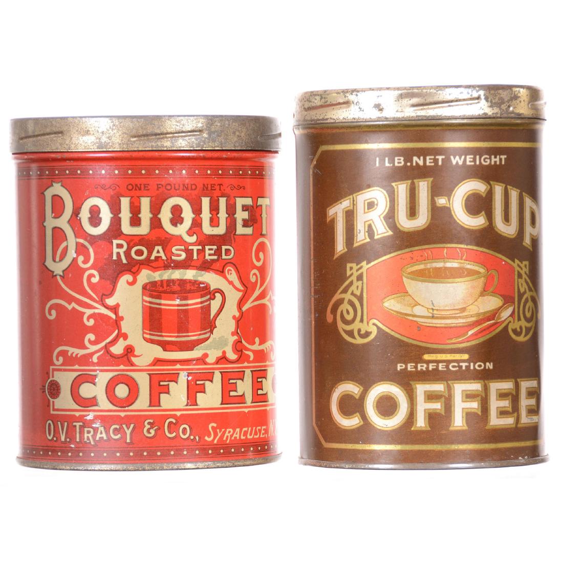 (2) Original Round Advertising Coffee Tins Including (1 of 3)