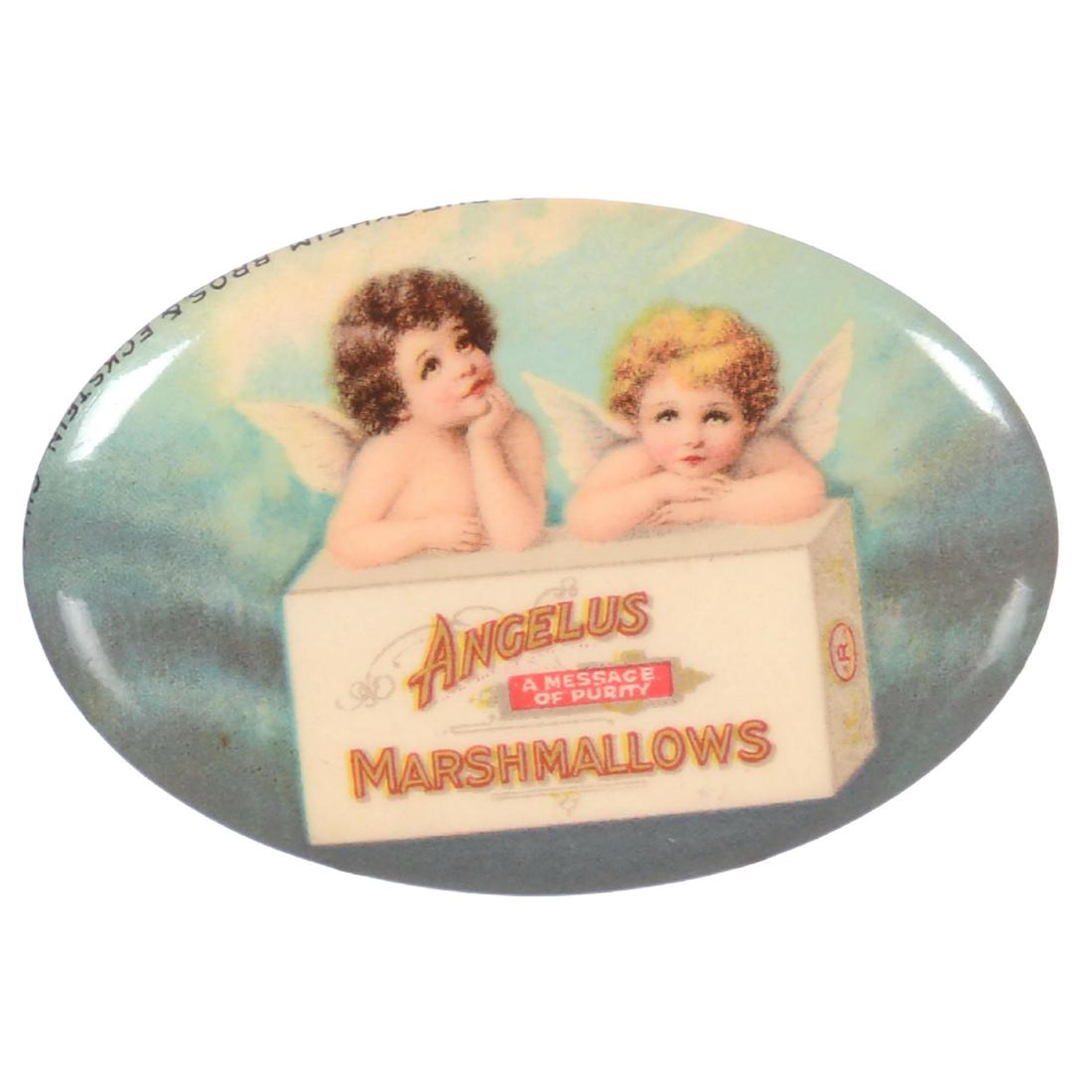 2.25" Advertising Purse Mirror: "Angelus Marshmallows" - Circa Early 1900's