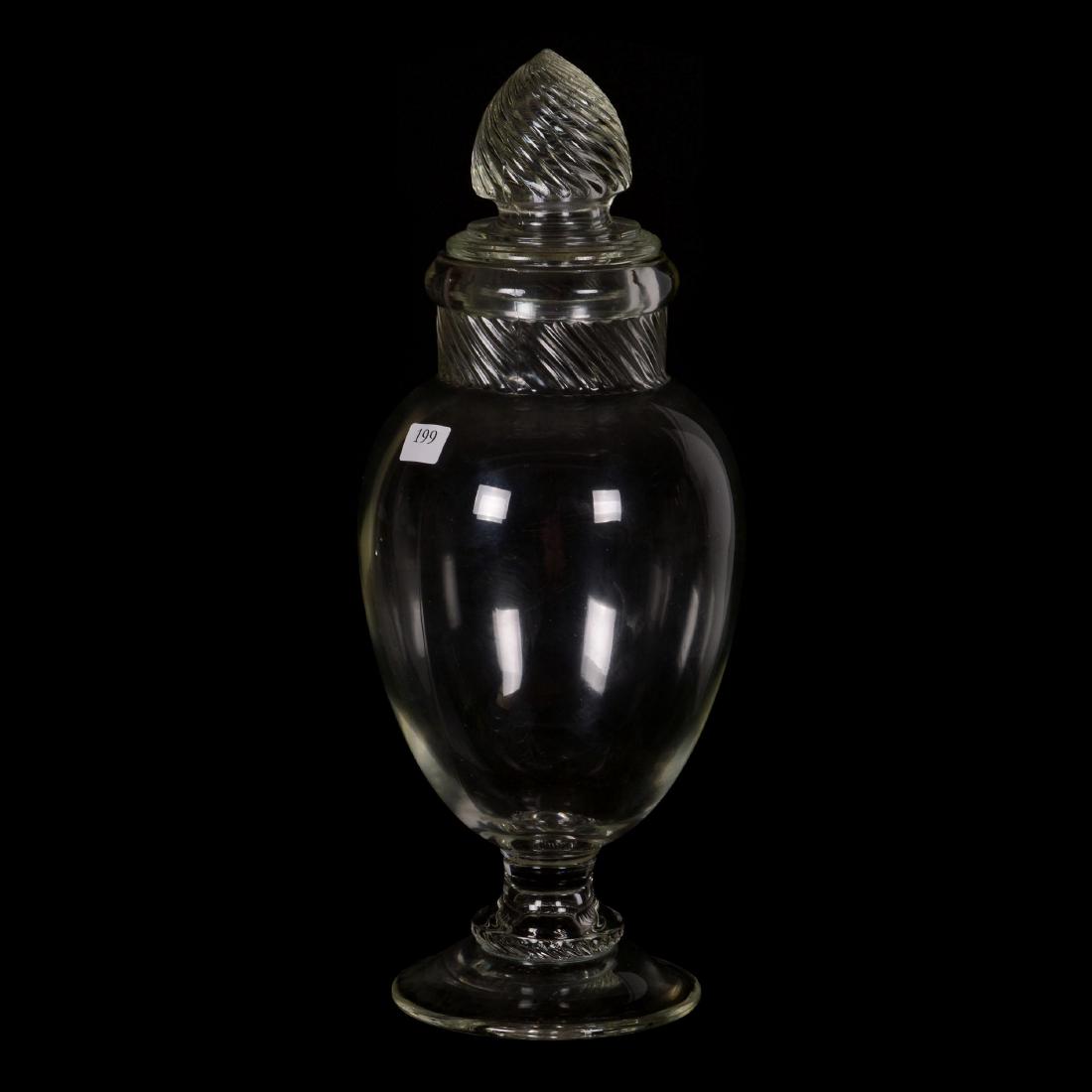 15" Pedestal Pattern Glass Covered Apothecary Jar (1 of 2)
