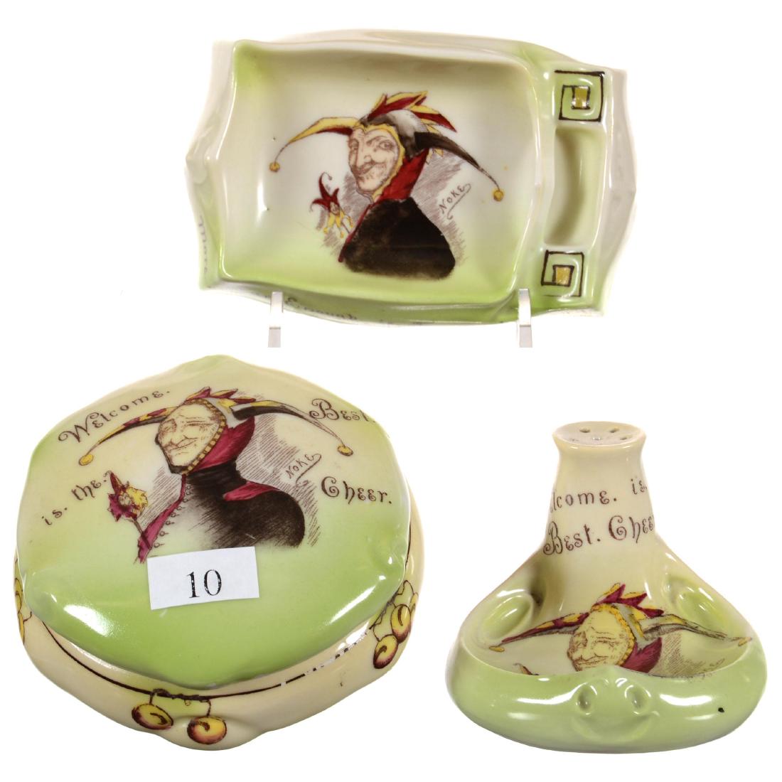 Three Rare Royal Bayreuth Jester Scene Vanity Items (1 of 2)