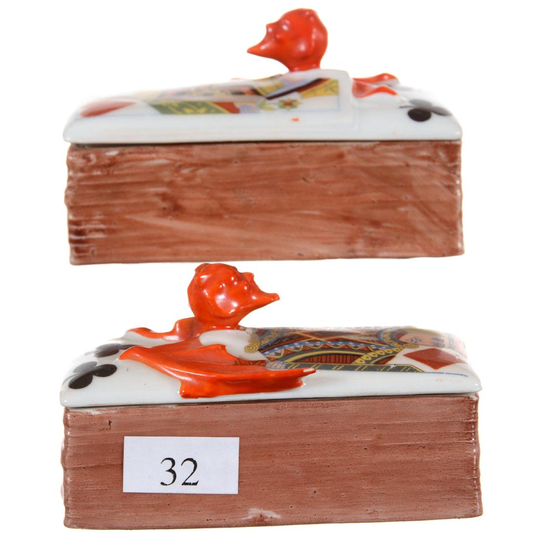 Two Royal Bayreuth (Blue Mark) "Casket" Boxes (1 of 3)