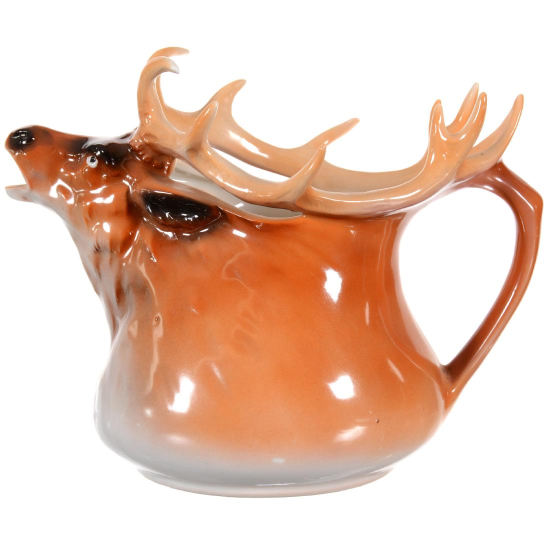 Royal Bayreuth (Blue Mark) Figural Elk Water Pitcher (1 of 4)