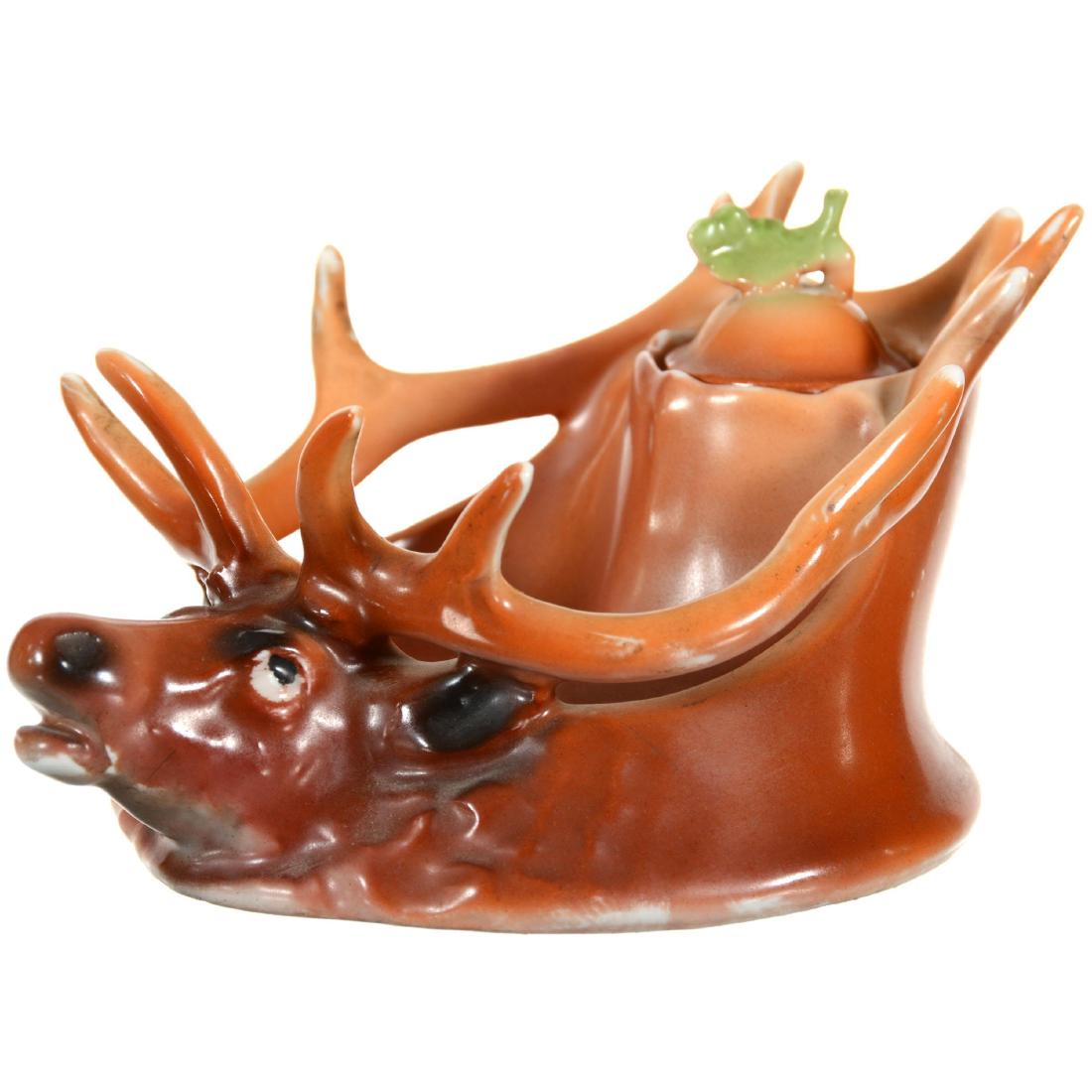 Royal Bayreuth (Blue Mark) Figural Elk Inkwell (1 of 2)