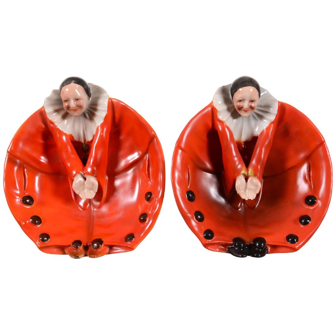 Two Royal Bayreuth (Blue Mark) Figural Clown Ashtrays (1 of 2)