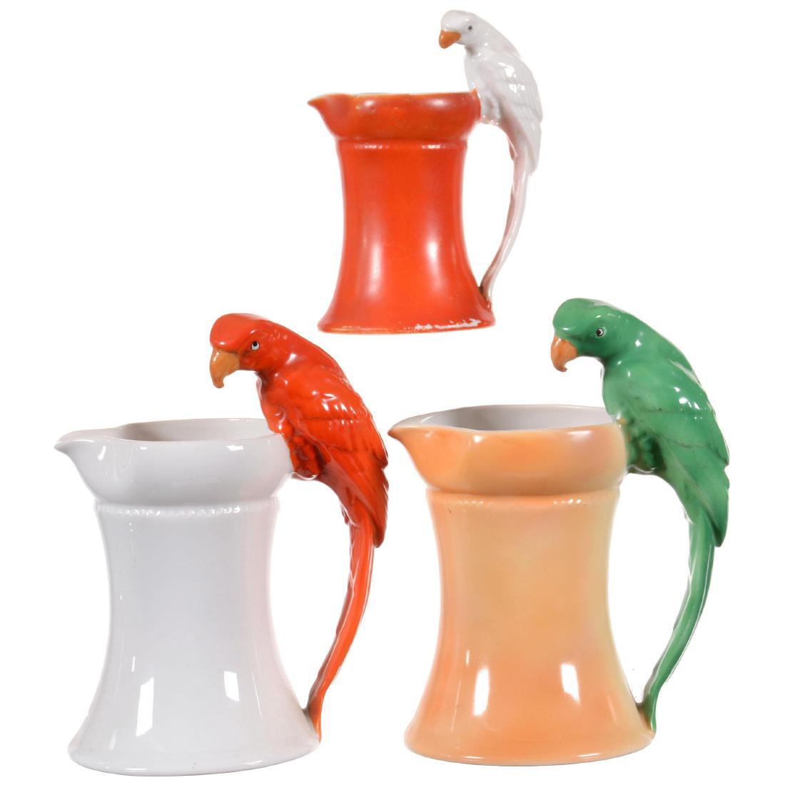 Three Royal Bayreuth (Blue Mark) Parrot Handle Pitcher (1 of 2)