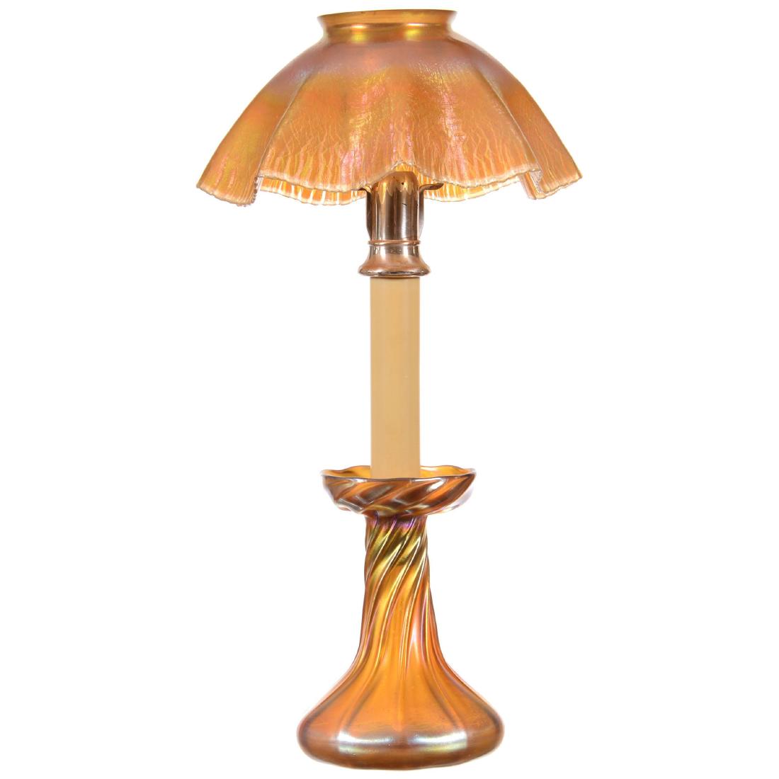 Signed "L.C.T." Art Glass Candle Lamp (1 of 4)